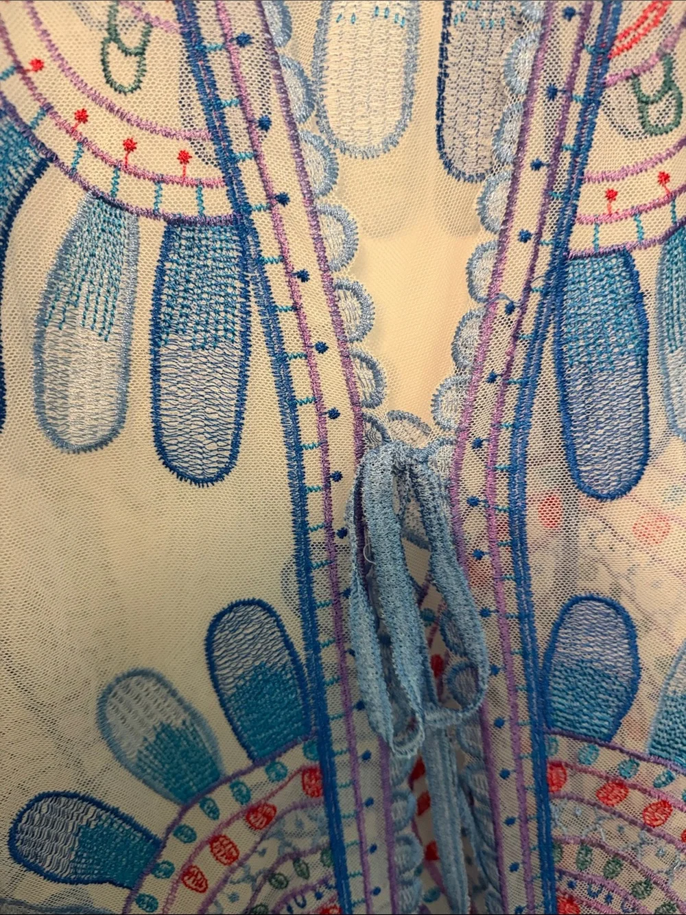 Rachel Zoe Blue Embroidered Sheer Dress Cover-Up - Picture 8 of 9